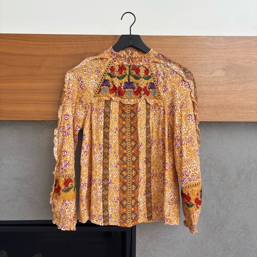 Maeve Goldie Embroidered Blouse, Size 2 - Picture 5 of 16